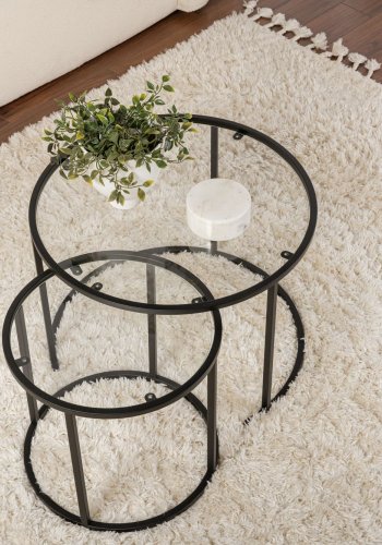 NORDVRK Aurum - 60, 42 - Svart, gjennomsiktig sofabordsett