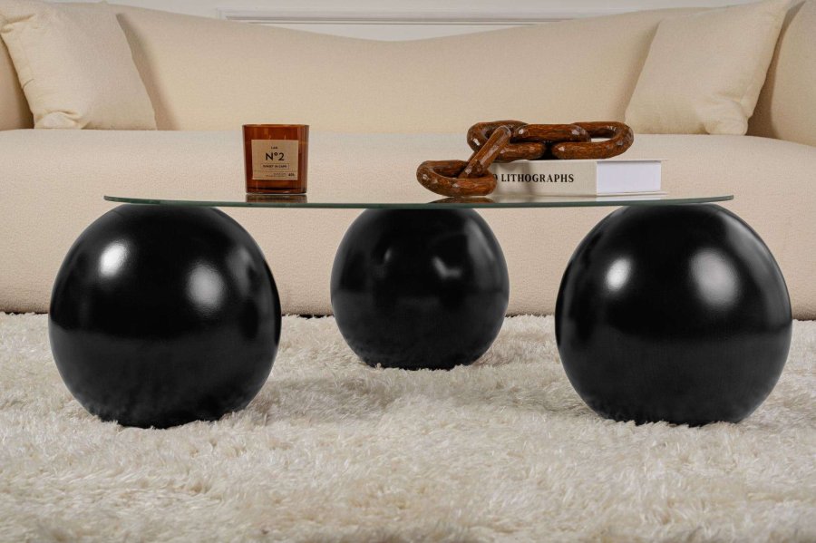 NORDVRK Miro - Svart, gjennomsiktig salongbord