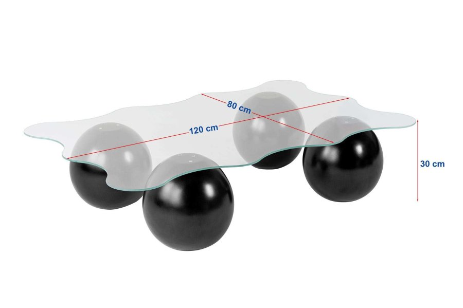 NORDVRK Noxa - Svart, gjennomsiktig salongbord