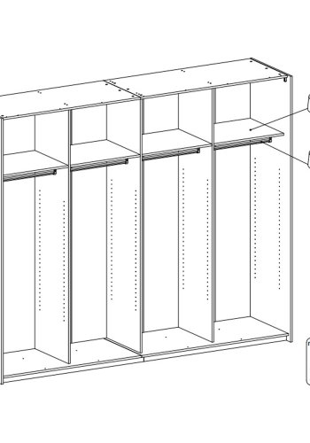 
TVILUM Verona garderobeskab - rektangulært, hvid laminat, 2 låger, 4 rum
