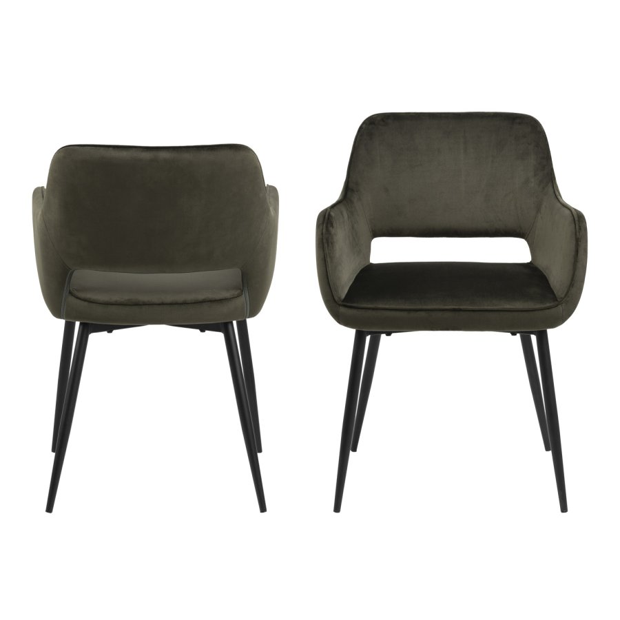 ACT NORDIC Ranja spisestol olivengrnn/svart stoff/metall, med armlener