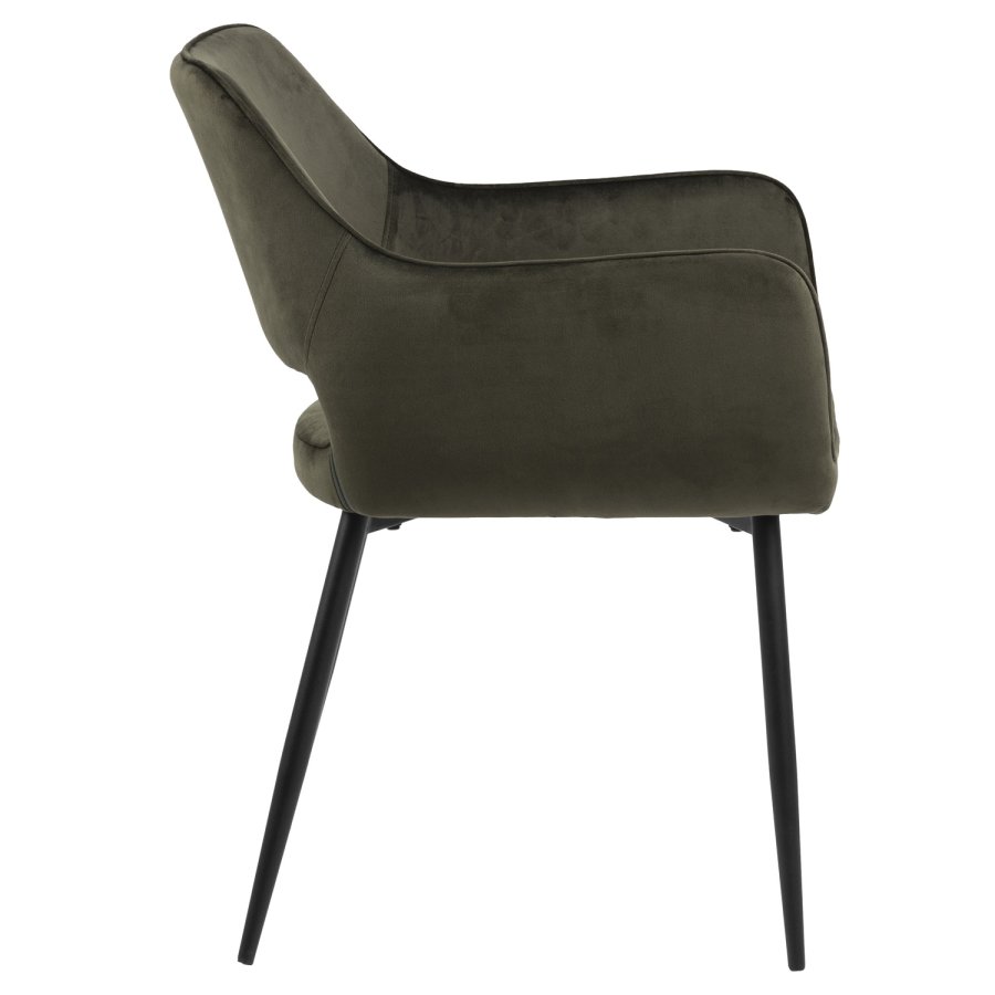 ACT NORDIC Ranja spisestol olivengrnn/svart stoff/metall, med armlener