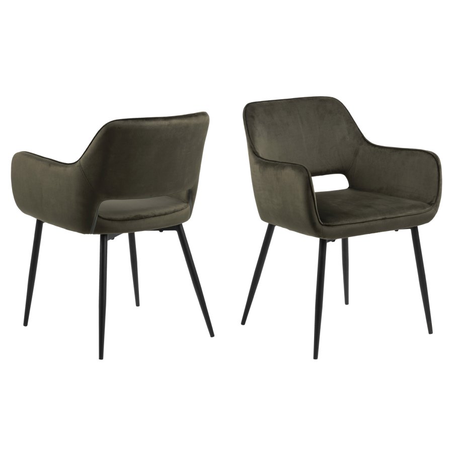 ACT NORDIC Ranja spisestol olivengrnn/svart stoff/metall, med armlener