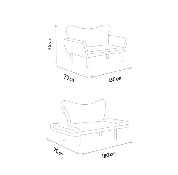 NORDVRK Chatto - Kremfarget 2-manns sovesofa