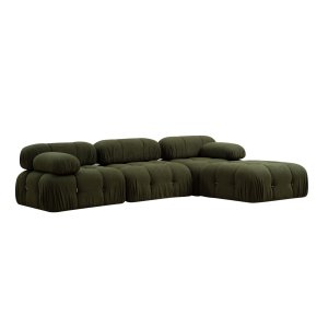 NORDVÄRK Bubble L1-O1-1R-PUF hjrnesofa - grn polyester og mat sort plast