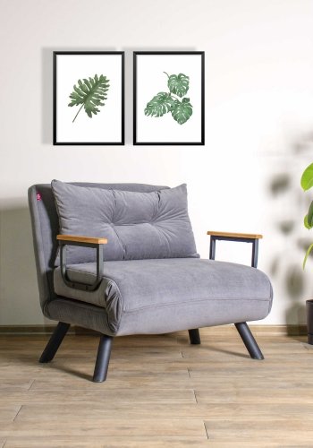 NORDV�RK Sando Single sovesofa - gr� polyester og metal (175x60)
