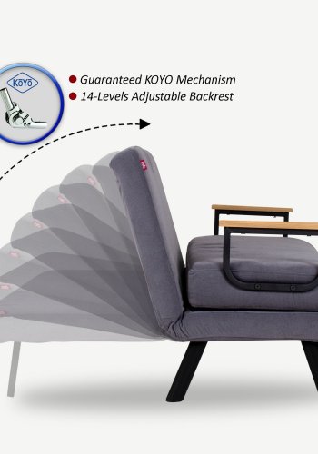 NORDVRK Sando Enkel sovesofa - gr polyester og metall (175x60)