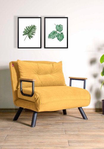 NORDV�RK Sando Einzelschlafsofa � senffarbenes Polyester und Metall (175 x 60)