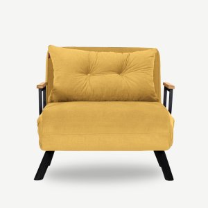 NORDV�RK Sando Enkel b�ddsoffa - senap polyester och metall (175x60)