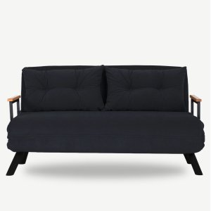 NORDVRK Sando 2 pers. sovesofa, m. armln - sort polyester stof og sort metal