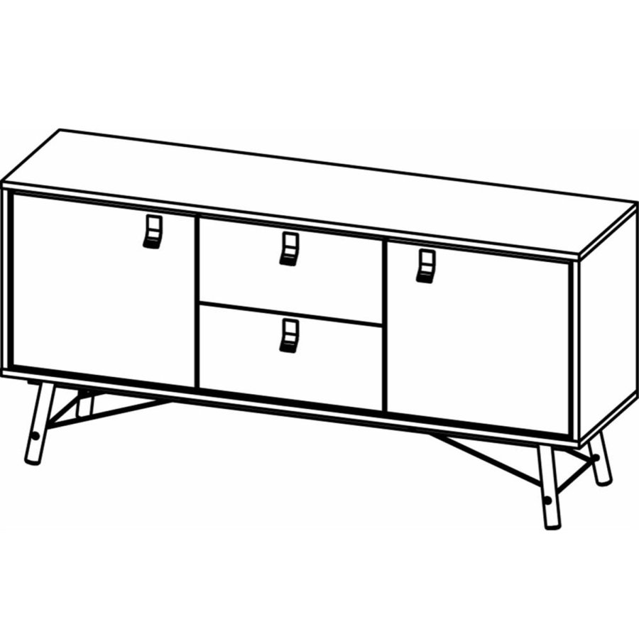 TVILUM Ry skjenk, m. 2 drer og 2 skuffer - valntt/svart folie og tre (150,3x40,1)