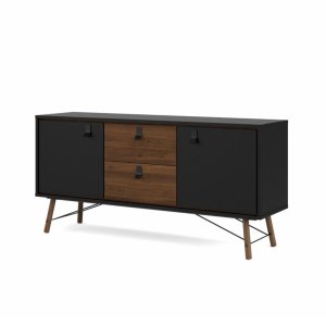 TVILUM Ry skjenk, m. 2 d�rer og 2 skuffer - valn�tt/svart folie og tre (150,3x40,1)