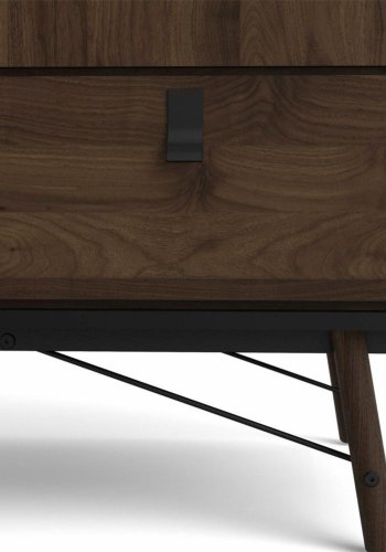 TVILUM Ry Kleiderschrank, mit 3 T�ren und 3 Schubladen � Walnuss/Mattschwarzfolie und Holz