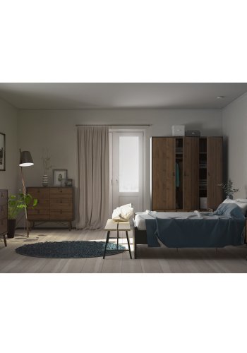 TVILUM Ry dobbel kommode, m. 6 skuffer - valntt/svart folie og tre