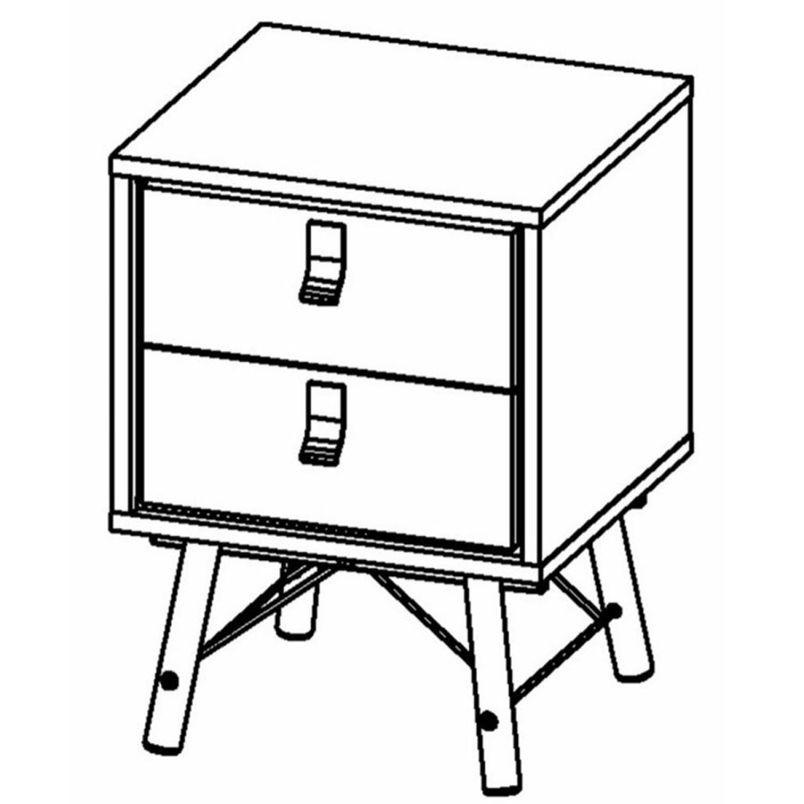 TVILUM Ry Nachttisch, mit 2 Schubladen – Walnuss/Schwarzfolie und Walnussholz (43,3x40,1)