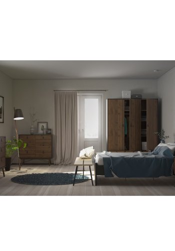 TVILUM Ry Nachttisch, mit 2 Schubladen – Walnuss/Schwarzfolie und Walnussholz (43,3x40,1)