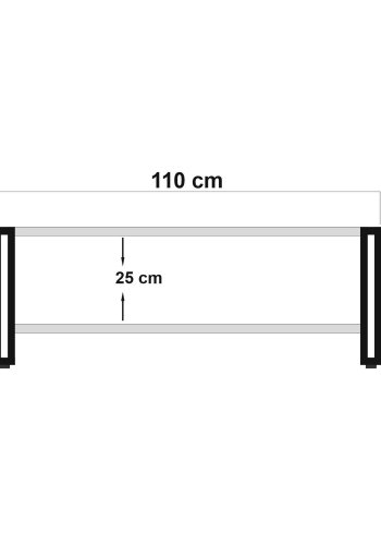 NORDVRK Cosmo Rectus salongbord, m. 1 hylle - Atlantic Pine melamin og svart metall (110x70)