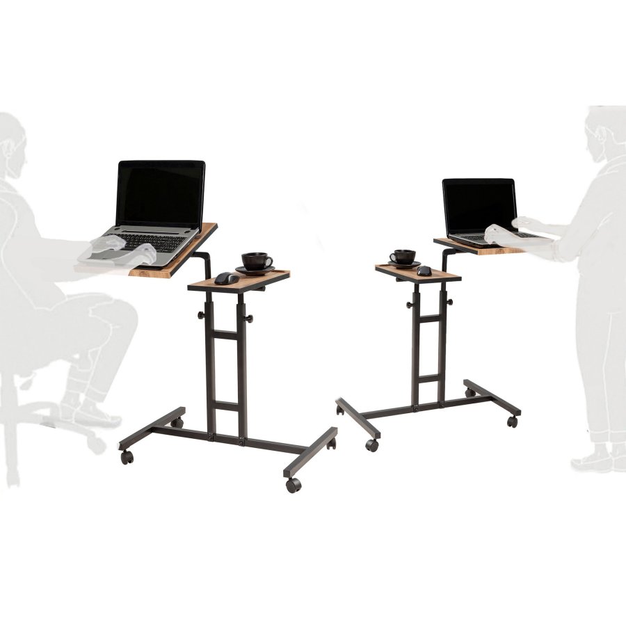 FUNZI LIVING Glen laptop stende skrivebord, justerbar hyde/tilt - Atlantic Pine melamin og svart metall