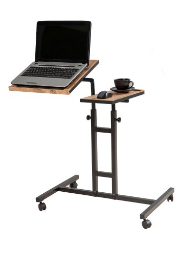 FUNZI LIVING Glen laptop stende skrivebord, justerbar hyde/tilt - Atlantic Pine melamin og svart metall