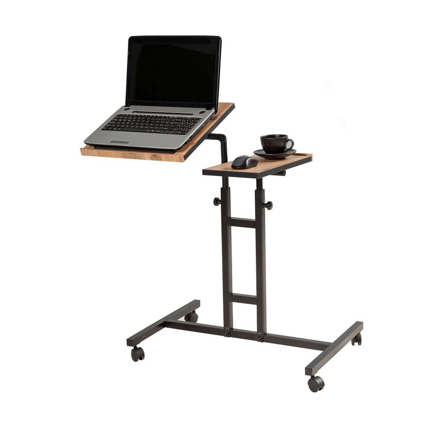 FUNZI LIVING Glen laptop stende skrivebord, justerbar hyde/tilt - Atlantic Pine melamin og svart metall