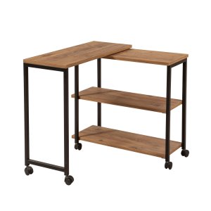 NORDVÄRK Melin sidebord, m. 2 hylder og hjul - Atlantic Pine melamin og sort metal