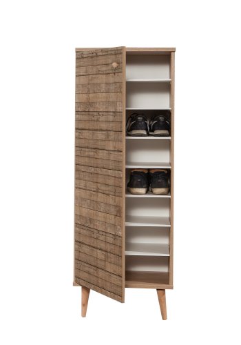 FUNZI LIVING Filinta Schuhschrank, m. 1 Tür - Sonoma Eichenfarbenes Melamin und natürliche Hainbuche