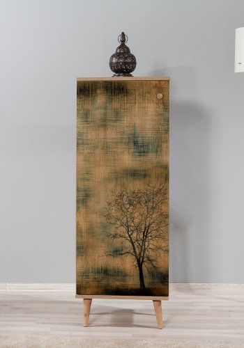 FUNZI LIVING Filinta Schuhschrank, mit 1 gemusterten Tür - Sonoma Eichenfarbenes Melamin und natürliche Hainbuche