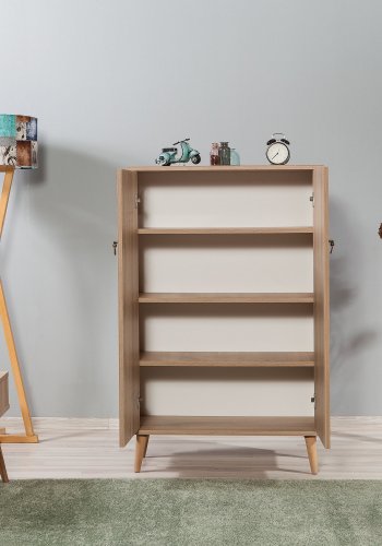 FUNZI LIVING Multilüx Schrank, m. 2 Türen und 3 Einlegeböden - mehrfarbig/eichenfarbenes Melamin und Hainbuche