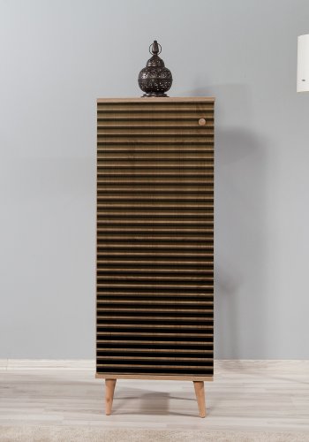 FUNZI LIVING Filinta Schuhschrank, m. 1 Tr - Sonoma Eichenfarbenes Melamin und natrliche Hainbuche