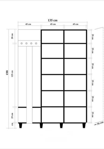 NORDVRK Garmanto inngangssett, m. 4 kroker, 2 drer med mnster, 11 hyller - naturlig melamin og bk