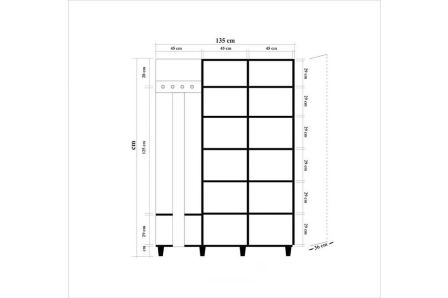 NORDVRK Garmanto inngangssett, m. 4 kroker, 2 drer med mnster, 11 hyller - naturlig melamin og bk