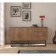 FUNZI LIVING Ruba Sideboard, m. 2 Türen, 2 Regale und 3 Schubladen - walnussfarbenes Melamin und schwarzes Metall