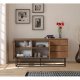 FUNZI LIVING Ruba Sideboard, m. 2 Türen, 2 Regale und 3 Schubladen - walnussfarbenes Melamin und schwarzes Metall