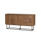 FUNZI LIVING Ruba Sideboard, m. 2 Türen, 2 Regale und 3 Schubladen - walnussfarbenes Melamin und schwarzes Metall