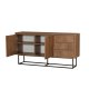 FUNZI LIVING Ruba Sideboard, m. 2 Türen, 2 Regale und 3 Schubladen - walnussfarbenes Melamin und schwarzes Metall
