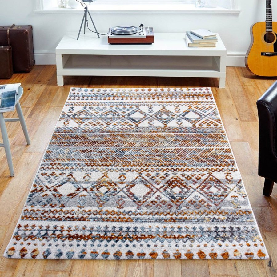 TEPPI HE432 gulvtppe m. mnster, rektangulr - multifarvet polyester (160x230)