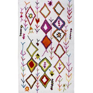 TEPPI GR632 Hallteppe med mnster, rektangulrt - flerfarget polyester (80x150)