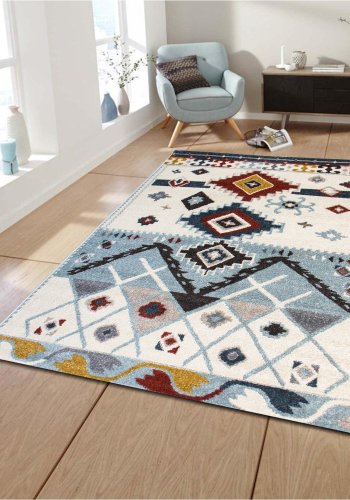 TEPPI G0292 gulvtppe m. mnster, rektangulr - multifarvet polypropylen (120x170)