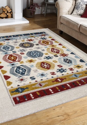 TEPPI G0293 gulvtppe m. mnster, rektangulr - multifarvet polypropylen (200x290)