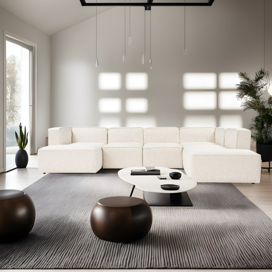 NORDVRK More M (M5-M1-M1-M2-M3) - Kremfarget hjrnesofa