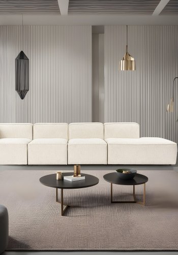 NORDVRK More M (M4-M1-M1-M7) - Kremfarget hjrnesofa