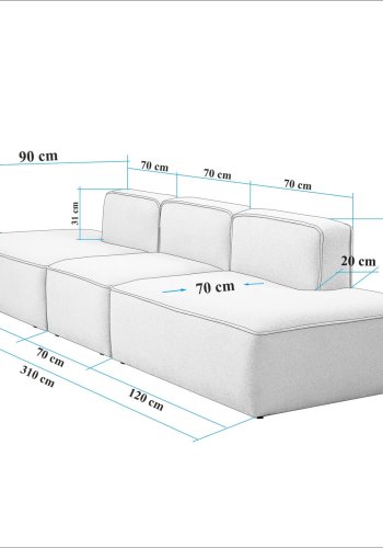 NORDVRK More M(M4-M1-M3) - Kremfarget hjrnesofa