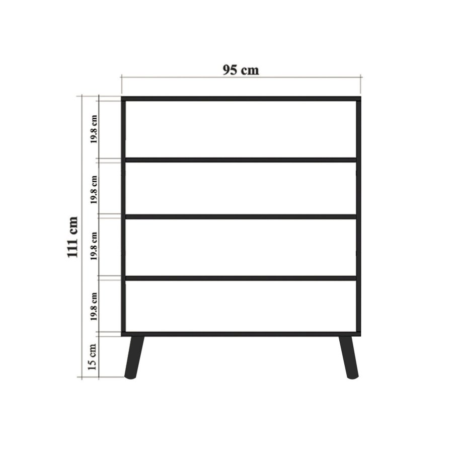 FUNZI LIVING Multilüx Schrank, m. 4 Türen und 3 Regale - mehrfarbiges Melamin und Holz