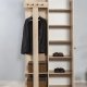 FUNZI LIVING Garmanto 90 entrsett, med klesstativ, klesstang og skap - naturlig melamin og hornbk