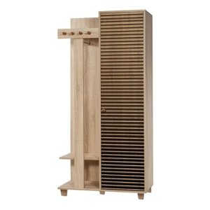 FUNZI LIVING Garmanto 90 entrést, m. knagerkke, bjlestang og skab - natur melamin og avnbg