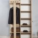 FUNZI LIVING Garmanto 90 entrsett, med klesstativ, klesstang og skap - naturlig melamin og hornbk
