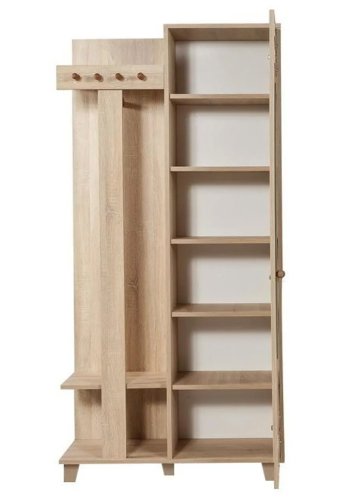 FUNZI LIVING Garmanto 90 entrsett, med klesstativ, klesstang og skap - naturlig melamin og hornbk