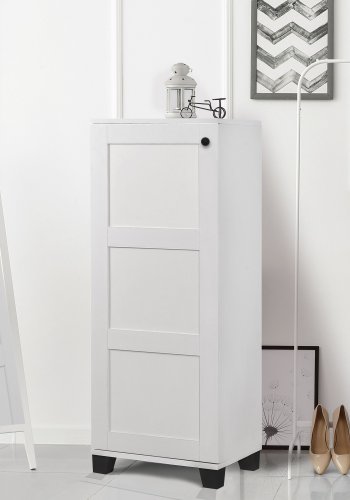 FUNZI LIVING Filinta Schuhschrank, m. 1 Tür - weißes Melamin und Kunststoff