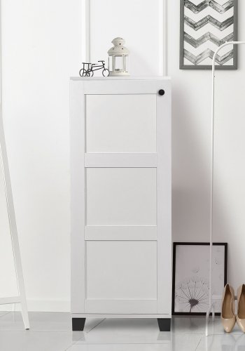 FUNZI LIVING Filinta Schuhschrank, m. 1 Tür - weißes Melamin und Kunststoff