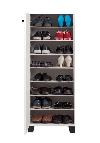 FUNZI LIVING Filinta Schuhschrank, m. 1 Tür - weißes Melamin und Kunststoff